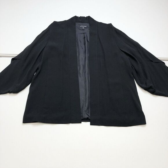 Eileen Fisher Women’s Silk Open Front Blazer Jacket Size Large Black 3/4 Sleeves - Picture 1 of 7